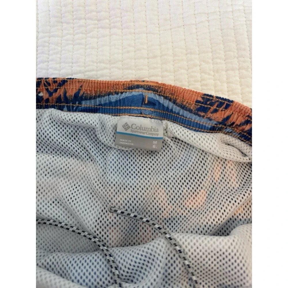 Columbia PFG Mens Backcast III Water Shorts Blue Orange Tropical Palm 6in